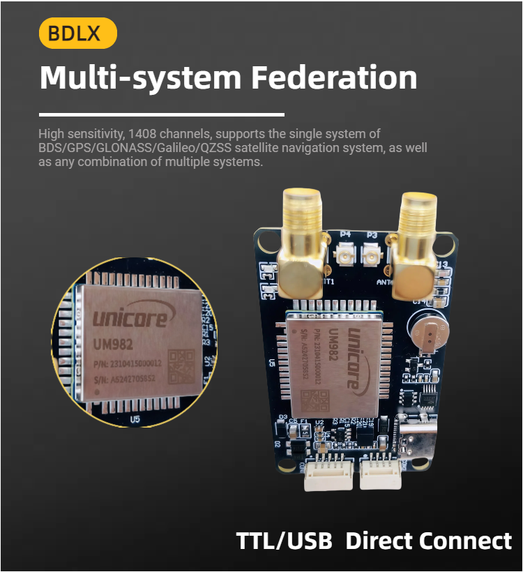 UM982 Dual Antenna RTK GNSS Mo - Drone Kit Hexacopter 评论和价格